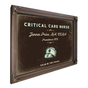 Personalized Critical Care Nurse Sign, Calm in the Chaos, Espresso & Turquoise, image 7