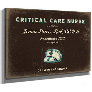 Personalized Critical Care Nurse Sign, Calm in the Chaos, Espresso & Turquoise, image 8