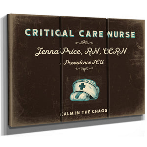 Personalized Critical Care Nurse Sign, Calm in the Chaos, Espresso & Turquoise, image 14