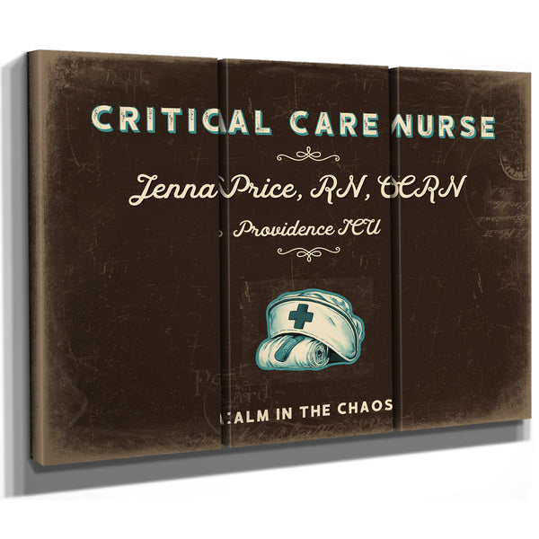 Personalized Critical Care Nurse Sign, Calm in the Chaos, Espresso & Turquoise, image 14