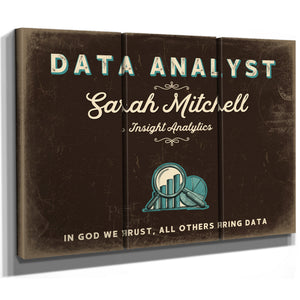 Personalized Data Analyst Sign, In God We Trust, All Others Bring Data, Espresso & Turquoise, image 14