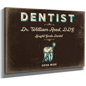 Personalized Dentist Sign, Open Wide, Espresso & Turquoise, image 8