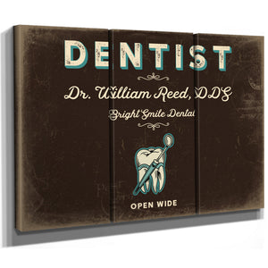 Personalized Dentist Sign, Open Wide, Espresso & Turquoise, image 14