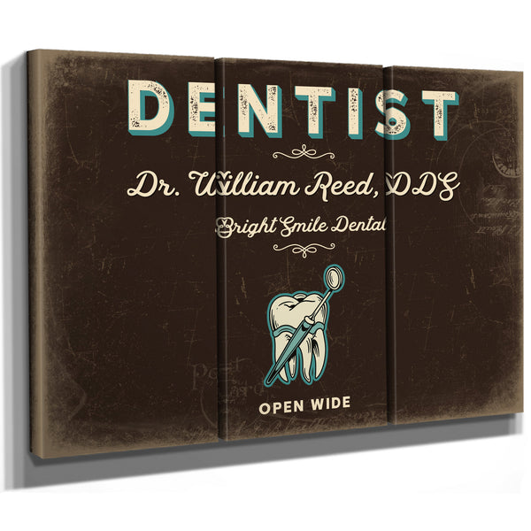 Personalized Dentist Sign, Open Wide, Espresso & Turquoise, image 14
