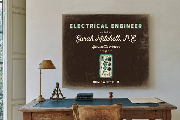Personalized Electrical Engineer Sign, Ohm Sweet Ohm, Espresso & Turquoise, image 2