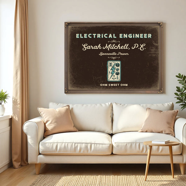 Personalized Electrical Engineer Sign, Ohm Sweet Ohm, Espresso & Turquoise, image 5