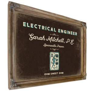 Personalized Electrical Engineer Sign, Ohm Sweet Ohm, Espresso & Turquoise, image 6