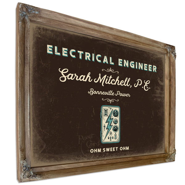 Personalized Electrical Engineer Sign, Ohm Sweet Ohm, Espresso & Turquoise, image 6