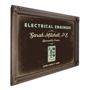 Personalized Electrical Engineer Sign, Ohm Sweet Ohm, Espresso & Turquoise, image 7