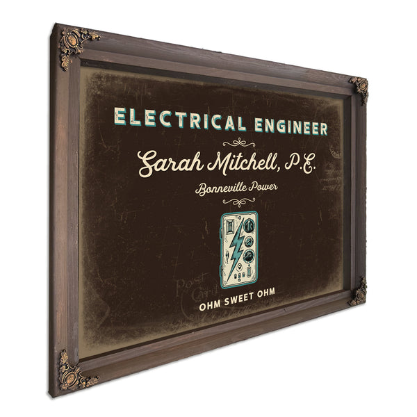 Personalized Electrical Engineer Sign, Ohm Sweet Ohm, Espresso & Turquoise, image 7