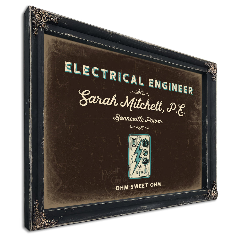 Personalized Electrical Engineer Sign, Ohm Sweet Ohm, Espresso & Turquoise, image 1