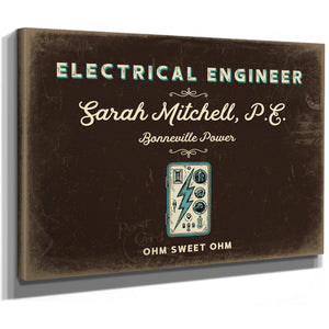 Personalized Electrical Engineer Sign, Ohm Sweet Ohm, Espresso & Turquoise, image 8