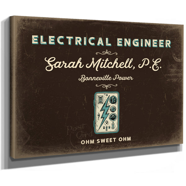 Personalized Electrical Engineer Sign, Ohm Sweet Ohm, Espresso & Turquoise, image 8
