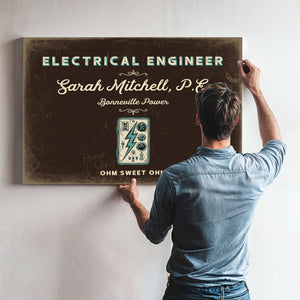 Personalized Electrical Engineer Sign, Ohm Sweet Ohm, Espresso & Turquoise, image 9