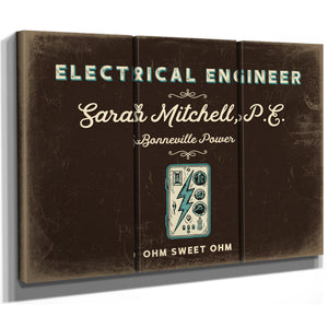 Personalized Electrical Engineer Sign, Ohm Sweet Ohm, Espresso & Turquoise, image 14