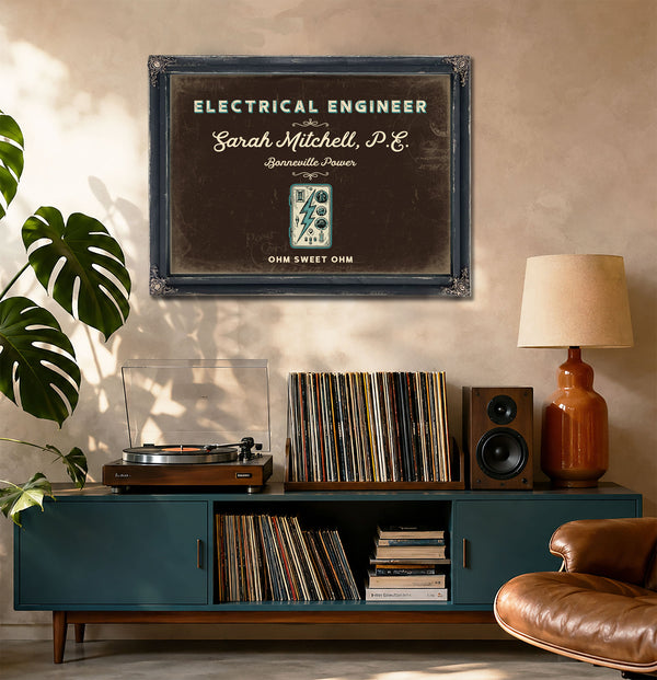 Personalized Electrical Engineer Sign, Ohm Sweet Ohm, Espresso & Turquoise, image 20