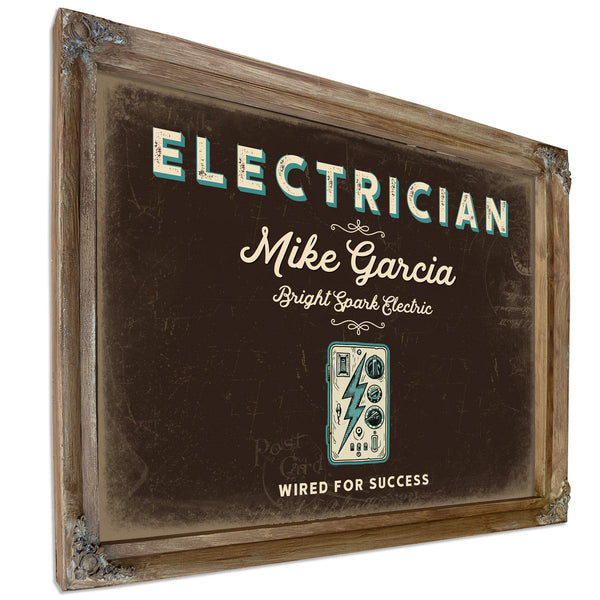 Personalized Electrician Sign, Wired for Success, Espresso & Turquoise, image 6