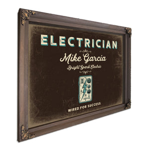 Personalized Electrician Sign, Wired for Success, Espresso & Turquoise, image 7