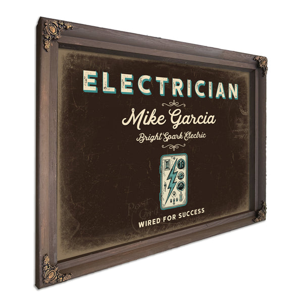 Personalized Electrician Sign, Wired for Success, Espresso & Turquoise, image 7