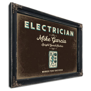 Personalized Electrician Sign, Wired for Success, Espresso & Turquoise, image 1