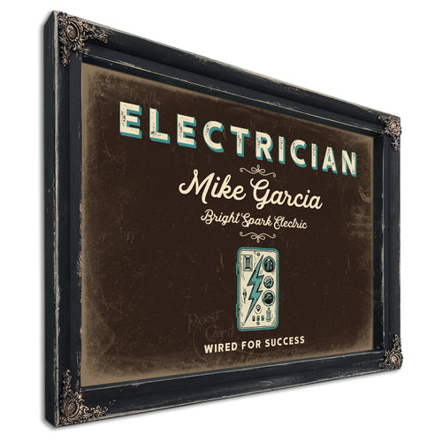 Personalized Electrician Sign, Wired for Success, Espresso & Turquoise, image 1