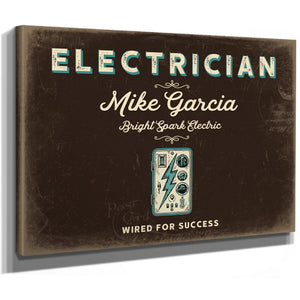 Personalized Electrician Sign, Wired for Success, Espresso & Turquoise, image 8