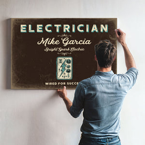 Personalized Electrician Sign, Wired for Success, Espresso & Turquoise, image 9