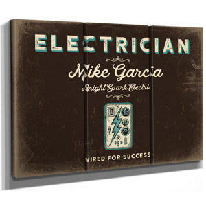 Personalized Electrician Sign, Wired for Success, Espresso & Turquoise, image 14