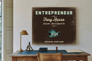 Personalized Entrepreneur Sign, Dream Big, Work Hard, Espresso & Turquoise, image 2