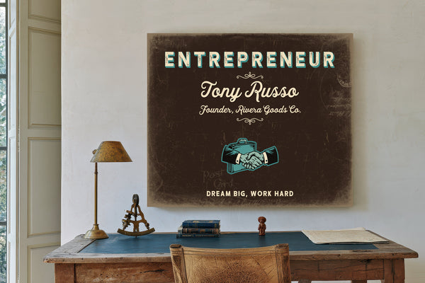 Personalized Entrepreneur Sign, Dream Big, Work Hard, Espresso & Turquoise, image 2