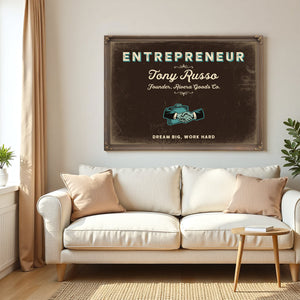 Personalized Entrepreneur Sign, Dream Big, Work Hard, Espresso & Turquoise, image 5
