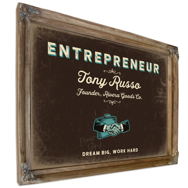 Personalized Entrepreneur Sign, Dream Big, Work Hard, Espresso & Turquoise, image 6