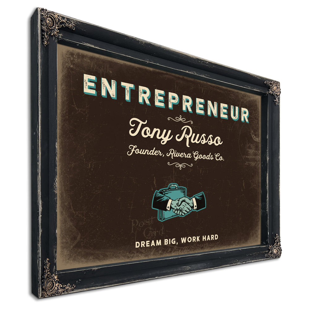 Personalized Entrepreneur Sign, Dream Big, Work Hard, Espresso & Turquoise, image 1