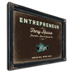 Personalized Entrepreneur Sign, Dream Big, Work Hard, Espresso & Turquoise, image 1