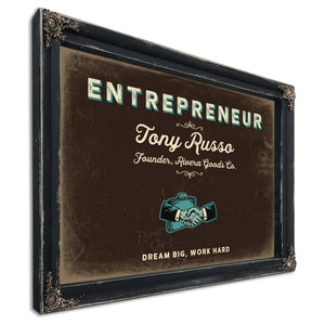 Personalized Entrepreneur Sign, Dream Big, Work Hard, Espresso & Turquoise, image 1