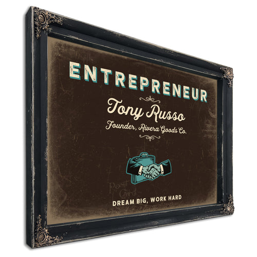 Personalized Entrepreneur Sign, Dream Big, Work Hard, Espresso & Turquoise, image 1