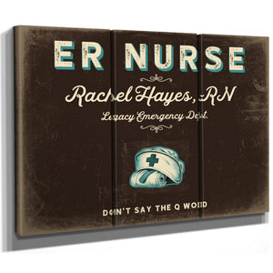 Personalized ER Nurse Sign, Don't Say the Q Word, Espresso & Turquoise, image 14