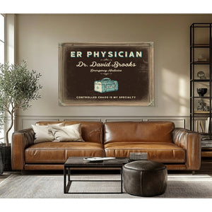 Personalized ER Physician Sign, Controlled Chaos Is My Specialty, Espresso & Turquoise, image 3