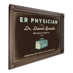Personalized ER Physician Sign, Controlled Chaos Is My Specialty, Espresso & Turquoise, image 7