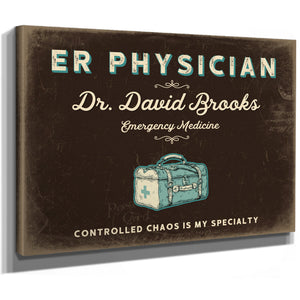 Personalized ER Physician Sign, Controlled Chaos Is My Specialty, Espresso & Turquoise, image 8