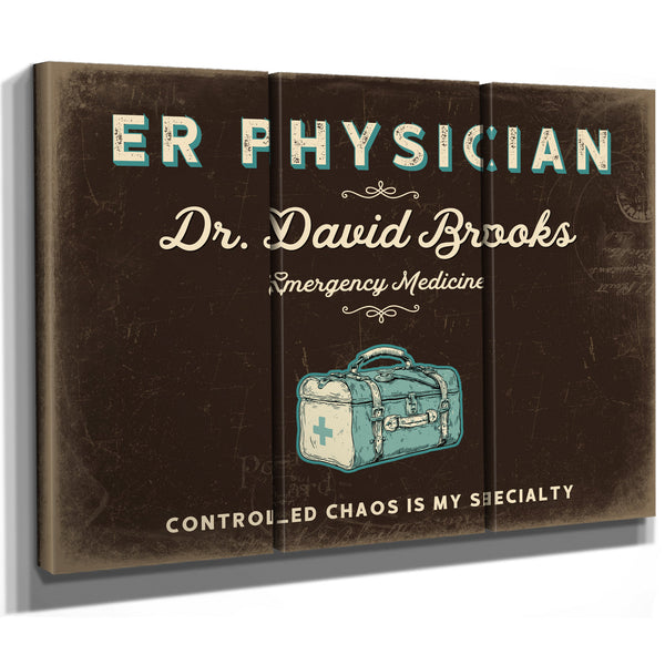 Personalized ER Physician Sign, Controlled Chaos Is My Specialty, Espresso & Turquoise, image 14