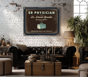 Personalized ER Physician Sign, Controlled Chaos Is My Specialty, Espresso & Turquoise, image 18