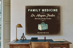 Personalized Family Medicine Sign, The Doctor Is In, Espresso & Turquoise, image 2