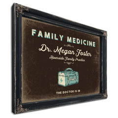 Personalized Family Medicine Sign, The Doctor Is In, Espresso & Turquoise, image 1