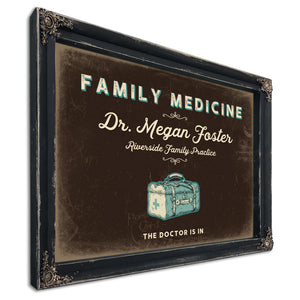 Personalized Family Medicine Sign, The Doctor Is In, Espresso & Turquoise, image 1