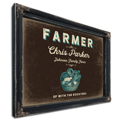Personalized Farmer Sign, Up With the Roosters, Espresso & Turquoise, image 1