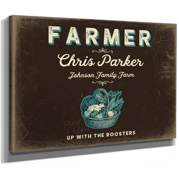Personalized Farmer Sign, Up With the Roosters, Espresso & Turquoise, image 8