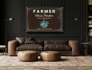 Personalized Farmer Sign, Up With the Roosters, Espresso & Turquoise, image 17