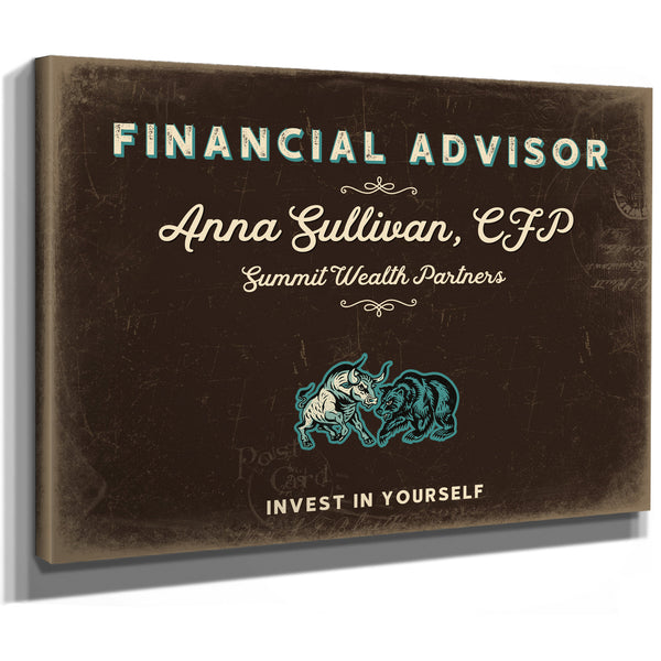 Personalized Financial Advisor Sign, Invest in Yourself, Espresso & Turquoise, image 8