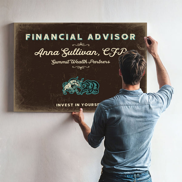 Personalized Financial Advisor Sign, Invest in Yourself, Espresso & Turquoise, image 9